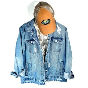 BP Distressed Denim Jacket | Classic Blue Jean Jacket | Casual Layering